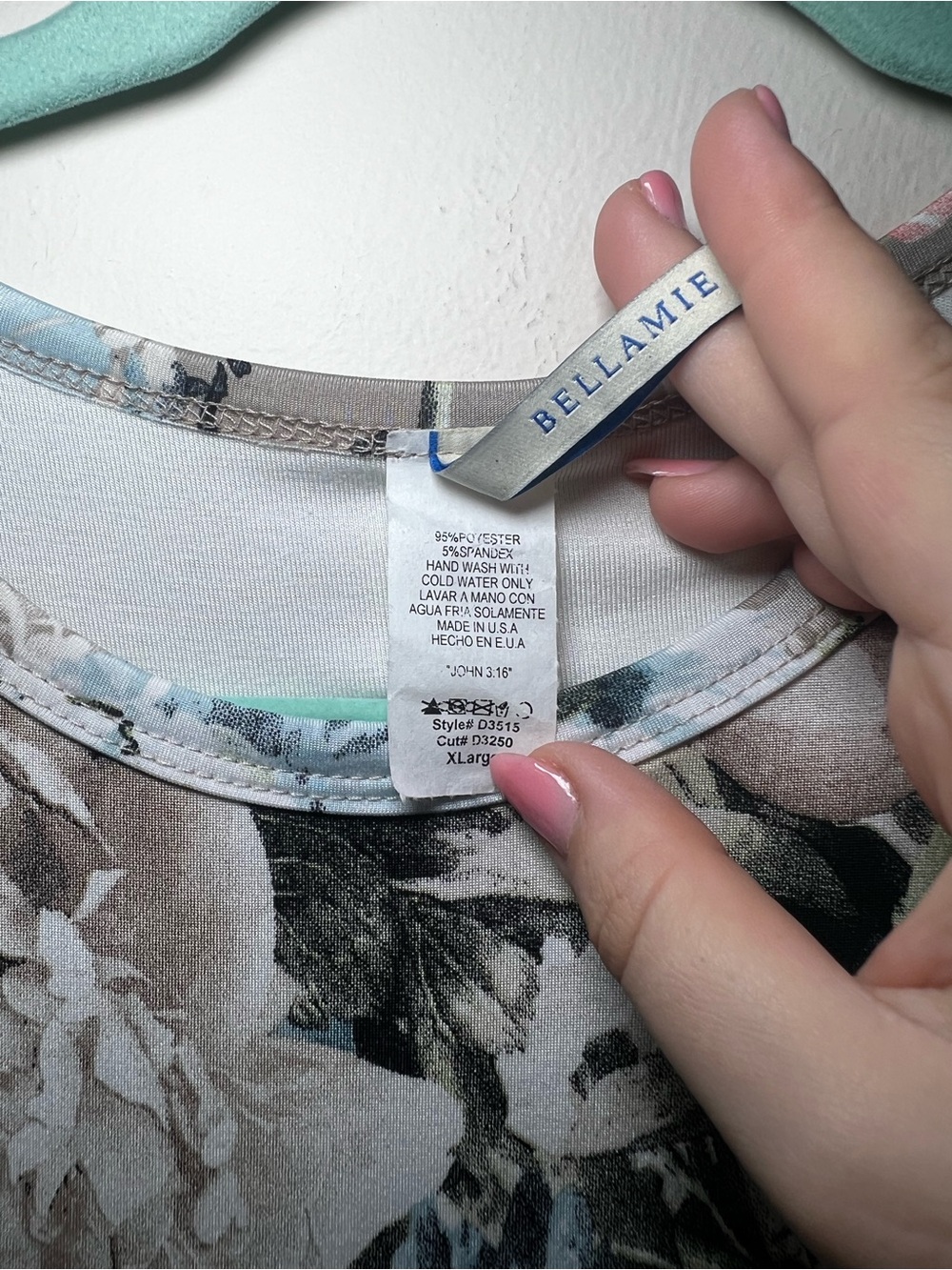 Bellamie Taupe Floral Maxi Dress with Blue and Coral Accents - Picture 3 of 4